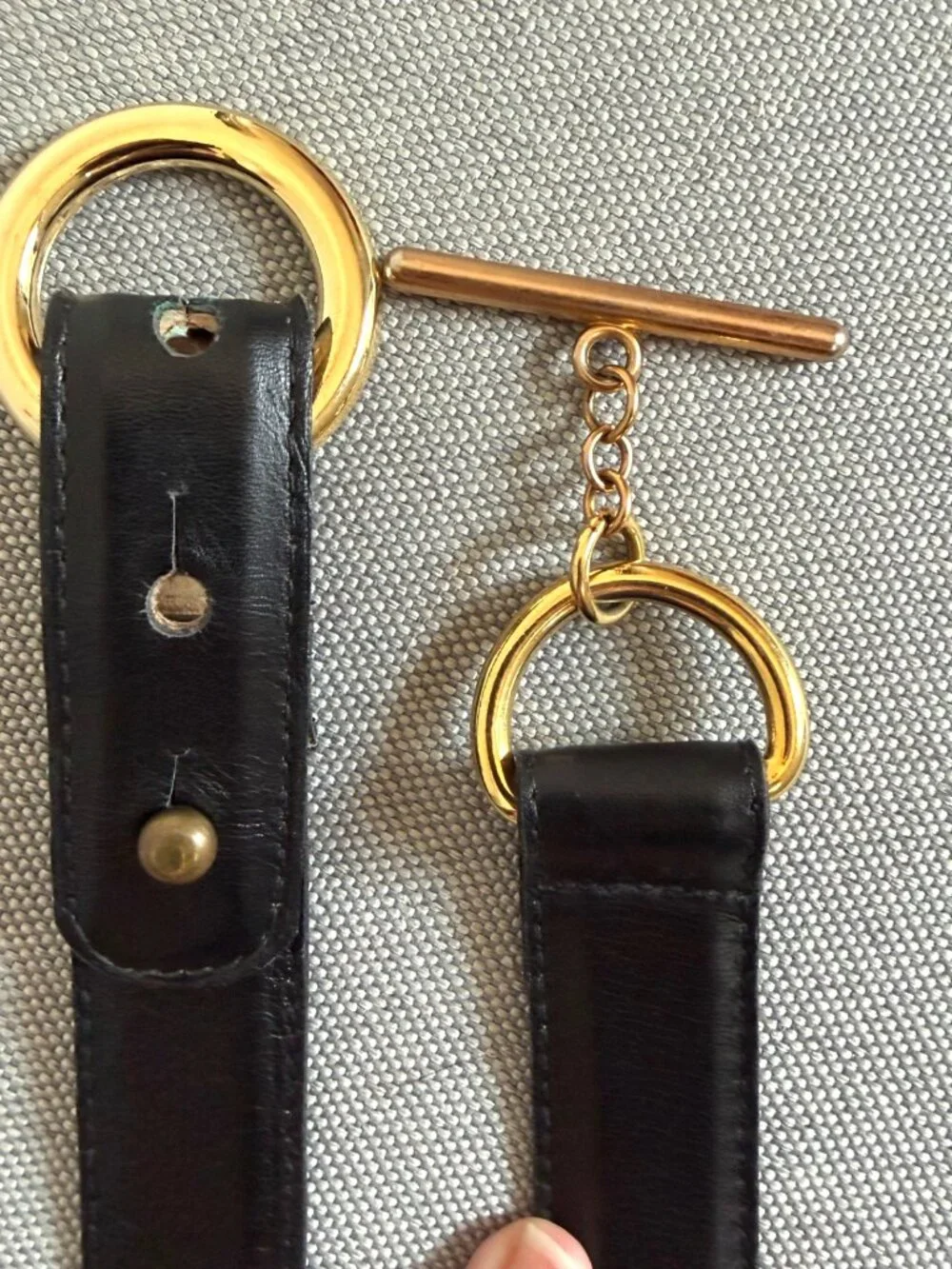 RODIER Vintage Toggle Belt S/M Black Leather *Altered from Original*